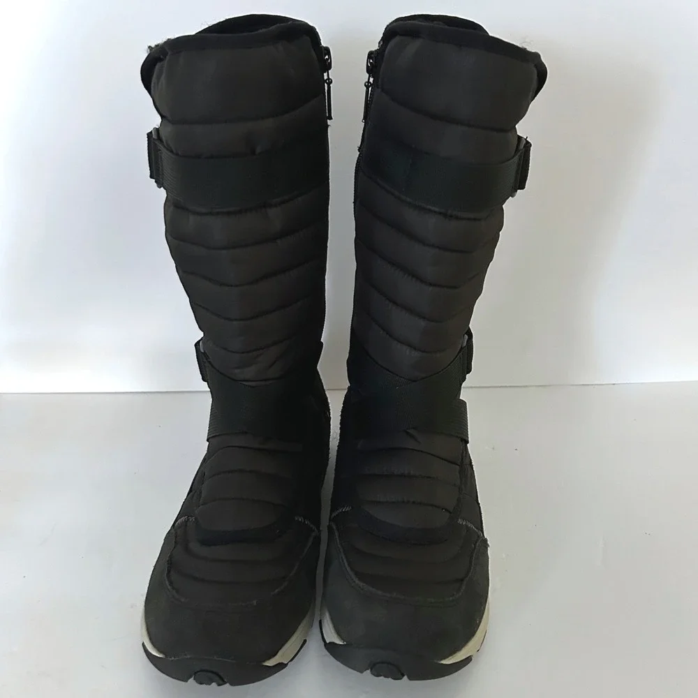 Merrell Approach Sport Tall Snow Boots Women 8 WP Black Insulated Zip Fleece
